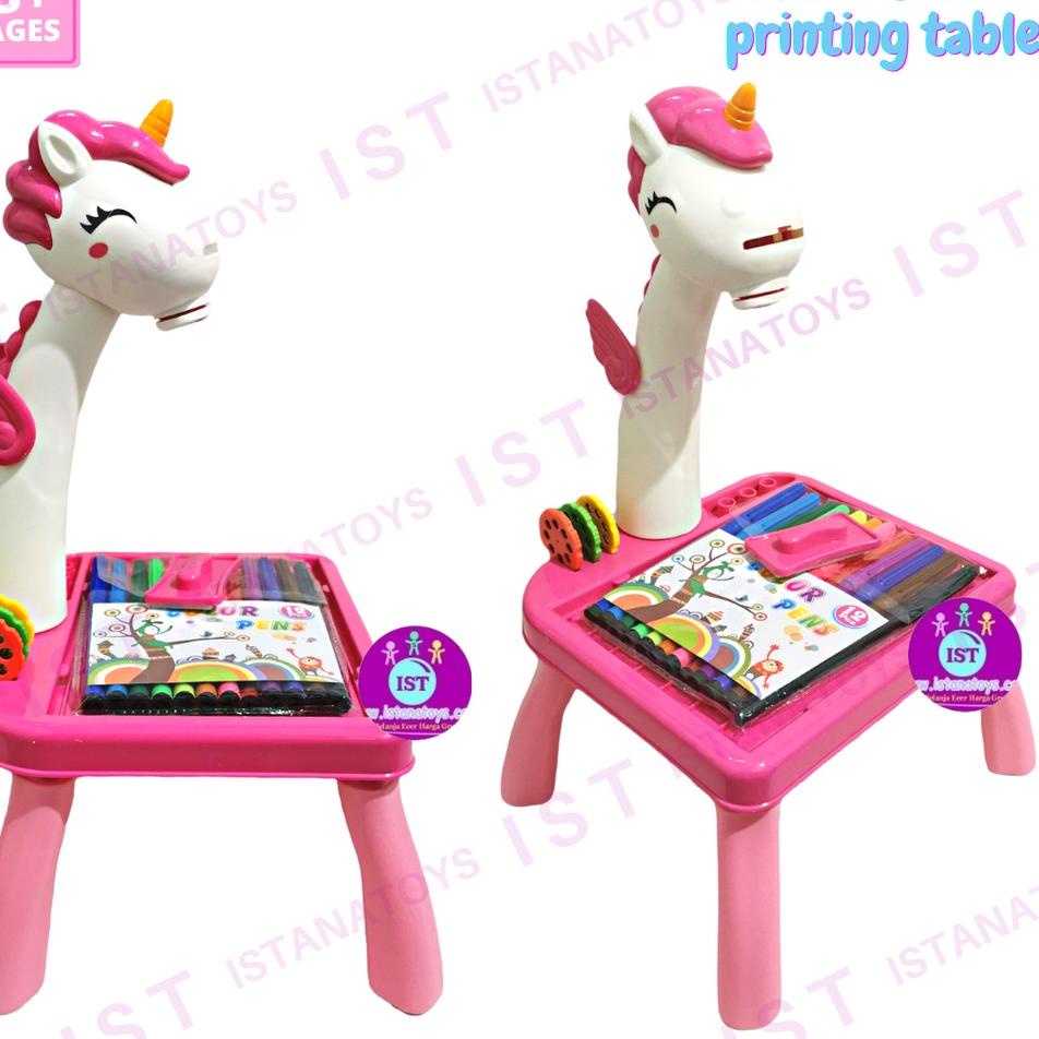 Ready Update MWN Mainan Anak Meja Gambar Proyektor Unicorn Projector PINK BRO-1512