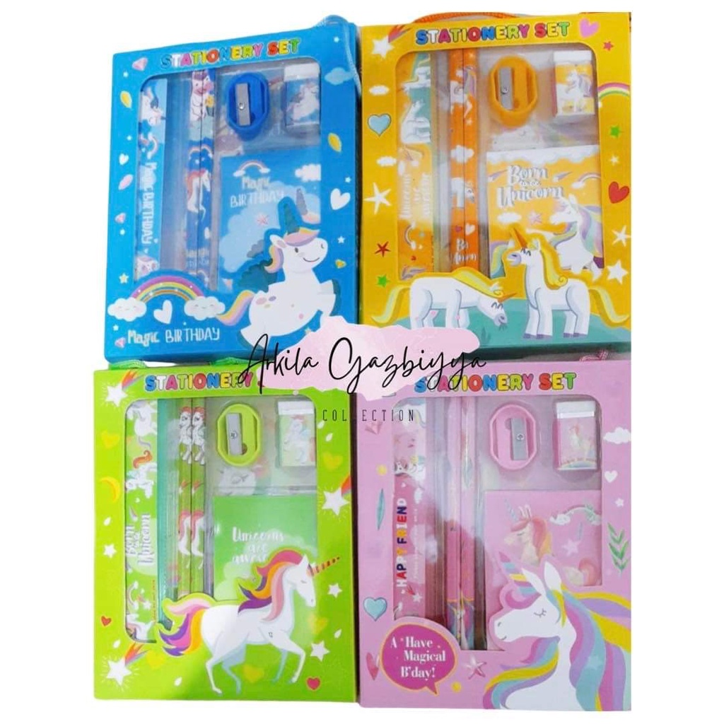 

Set Alat Tulis Lengkap Unicorn | Souvenir Kado Ulang Tahun | Paket alas tulis