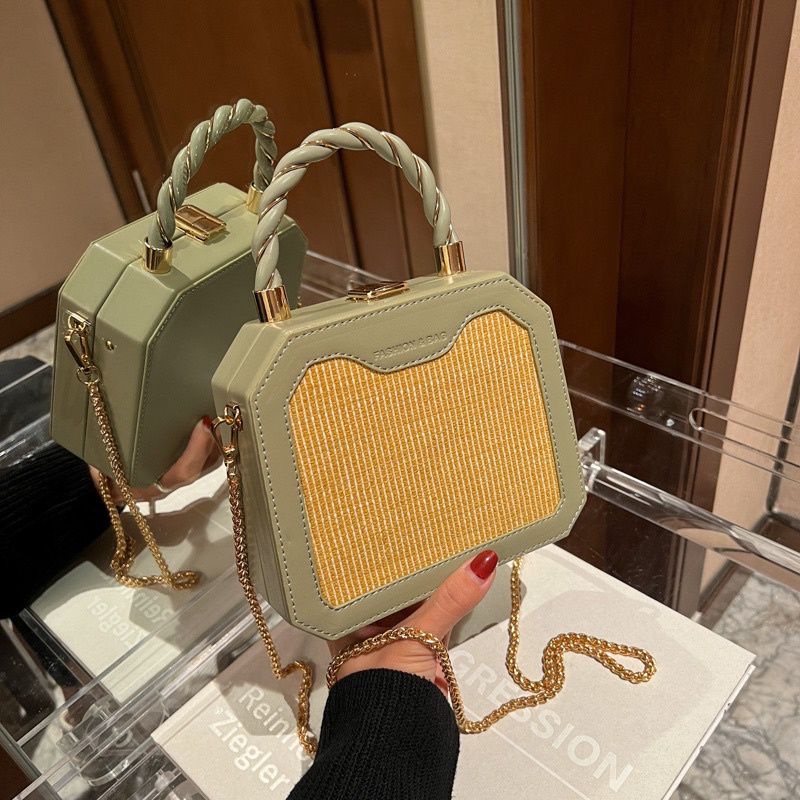 Tas selempang kulit wanita tas cewek rantai mini woven bag BD 6525