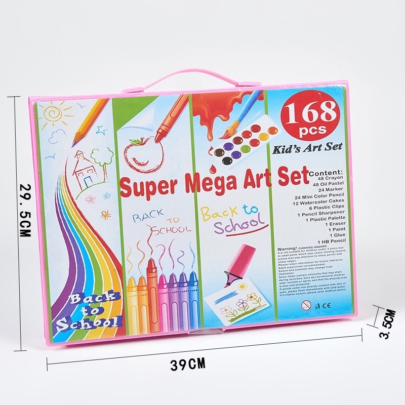 ART SET 168 PENSIL WARNA Crayon set 168pcs - Crayon Mewarnai -168 Warna - Pensil Krayon (Alat Menggambar atau Mewarnai) Hadiah anak-anak Promo Sen
