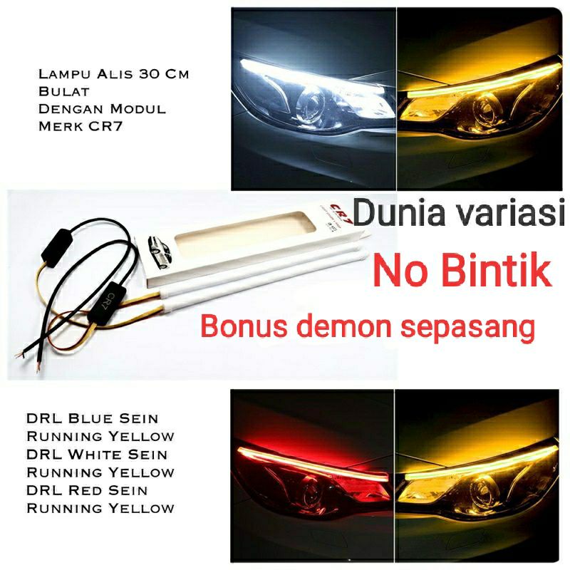 BONUS DEMON Lampu Alis Neon Running NO BINTIK 2Mode 30 Cm Fleksibel