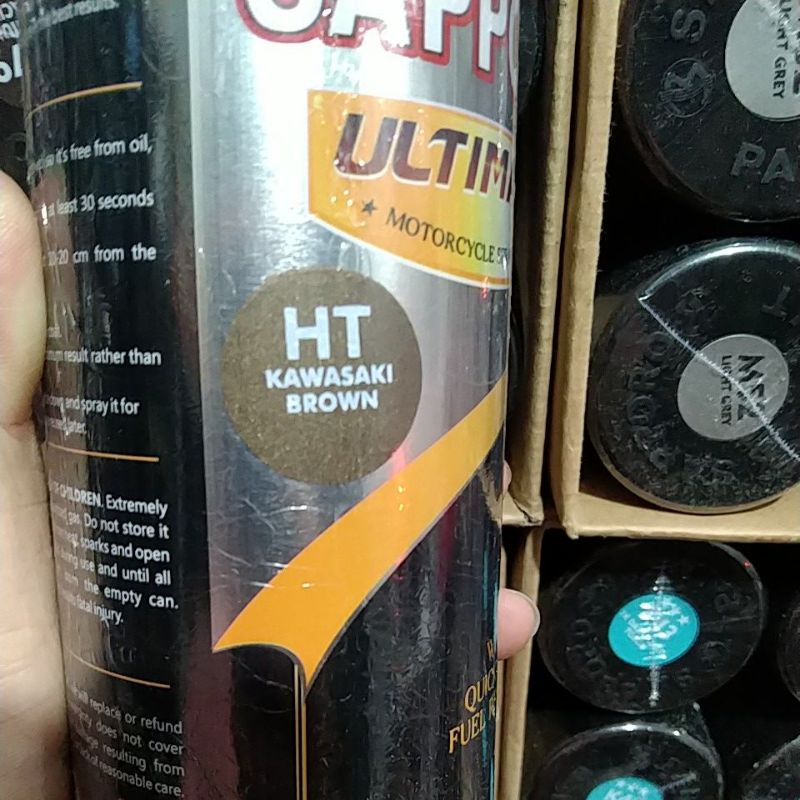 cat spray pilok pilox cat semprot sapporo ultimate saporo Hi temp HT kawasaki brown doff pilok knalpot pilok anti panas pilok mesin pilok suhu panas 400ml