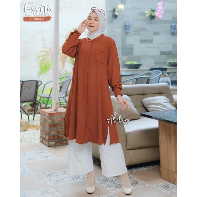 ONE SET CRINGKLE LONG TUNIK & KULOT
