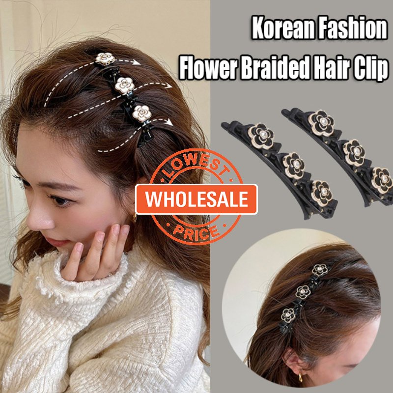 [Harga Grosir] Wanita Korea Fashion Bunga Kupu-Kupu Poni Samping Hair Clip Cewek Vintage Elegan Duckbill Jepit Rambut Wanita Manis Sederhana Braided Hair Pin Aksesoris Rambut