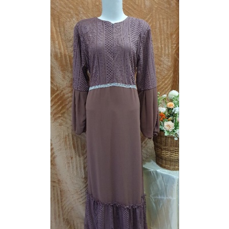 Gamis Rampel Kombinasi Tile