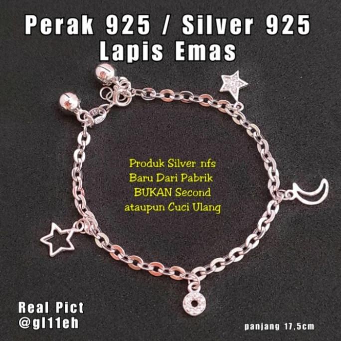 Gelang Silver 925 Asli Perak Gelang Tangan Wanita Perak 925 Lapis Emas