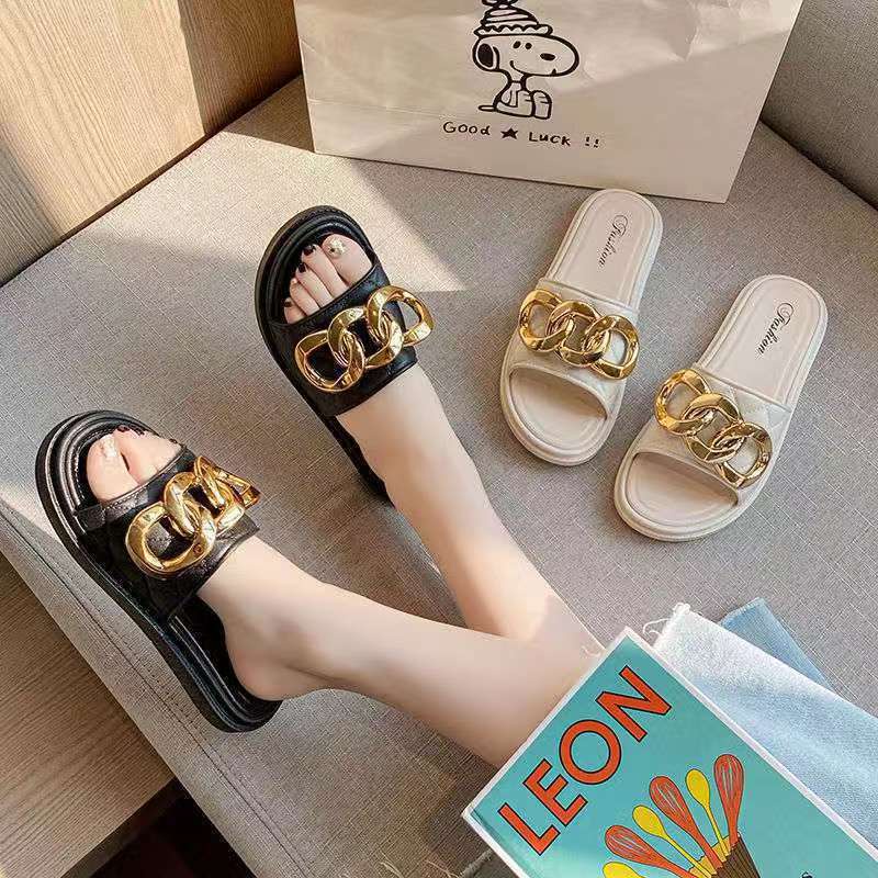 ☀ Sunly ☀ SJ035 Sandal Wanita Empuk Motif Rantai Wanita Import