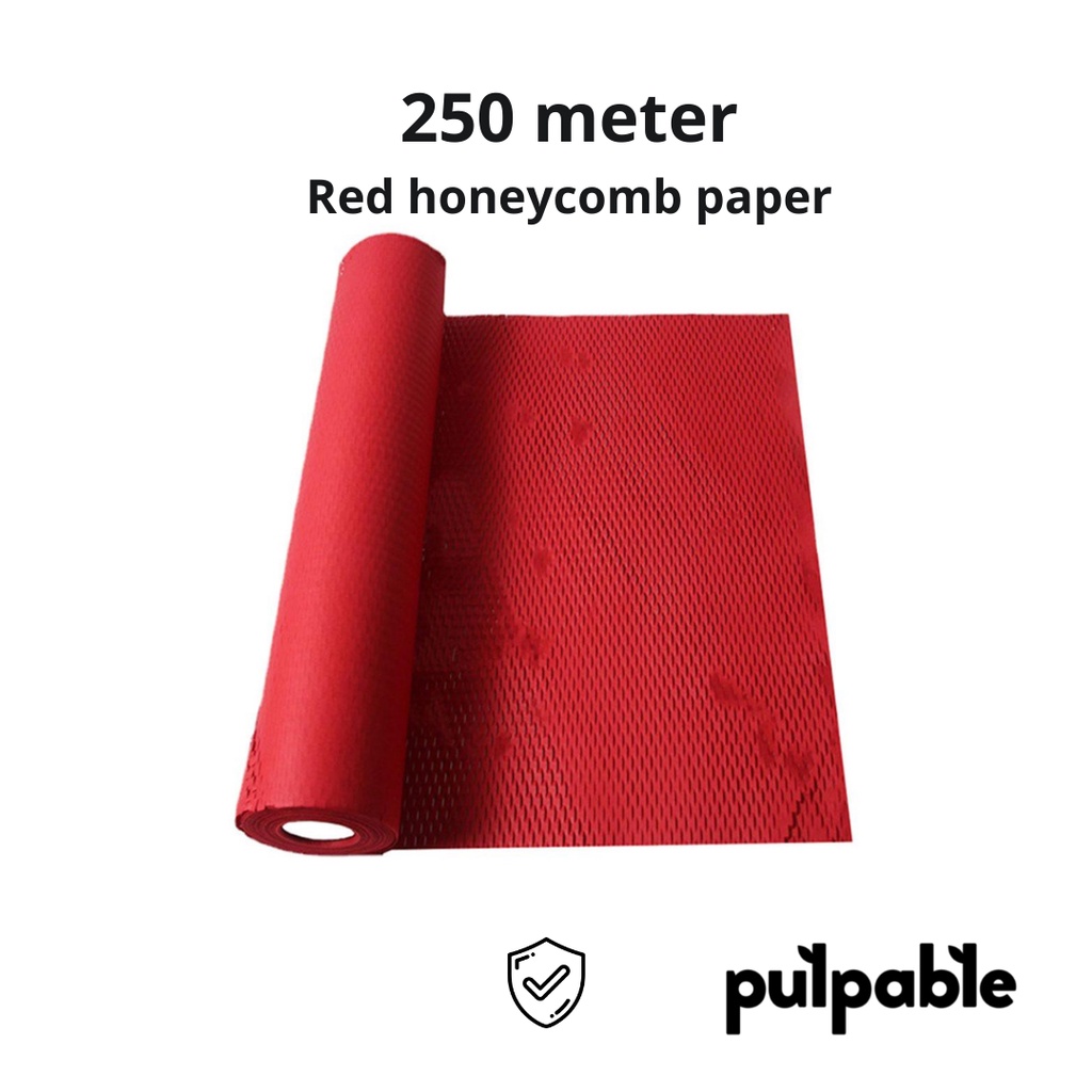 

250m Honeycomb Paper Wrap warna Merah / Red Eco Friendly Bubble Wrap - Pulpable 250m