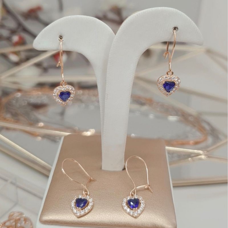 Anting kait Love Mata biru (Merah 375/8k)
