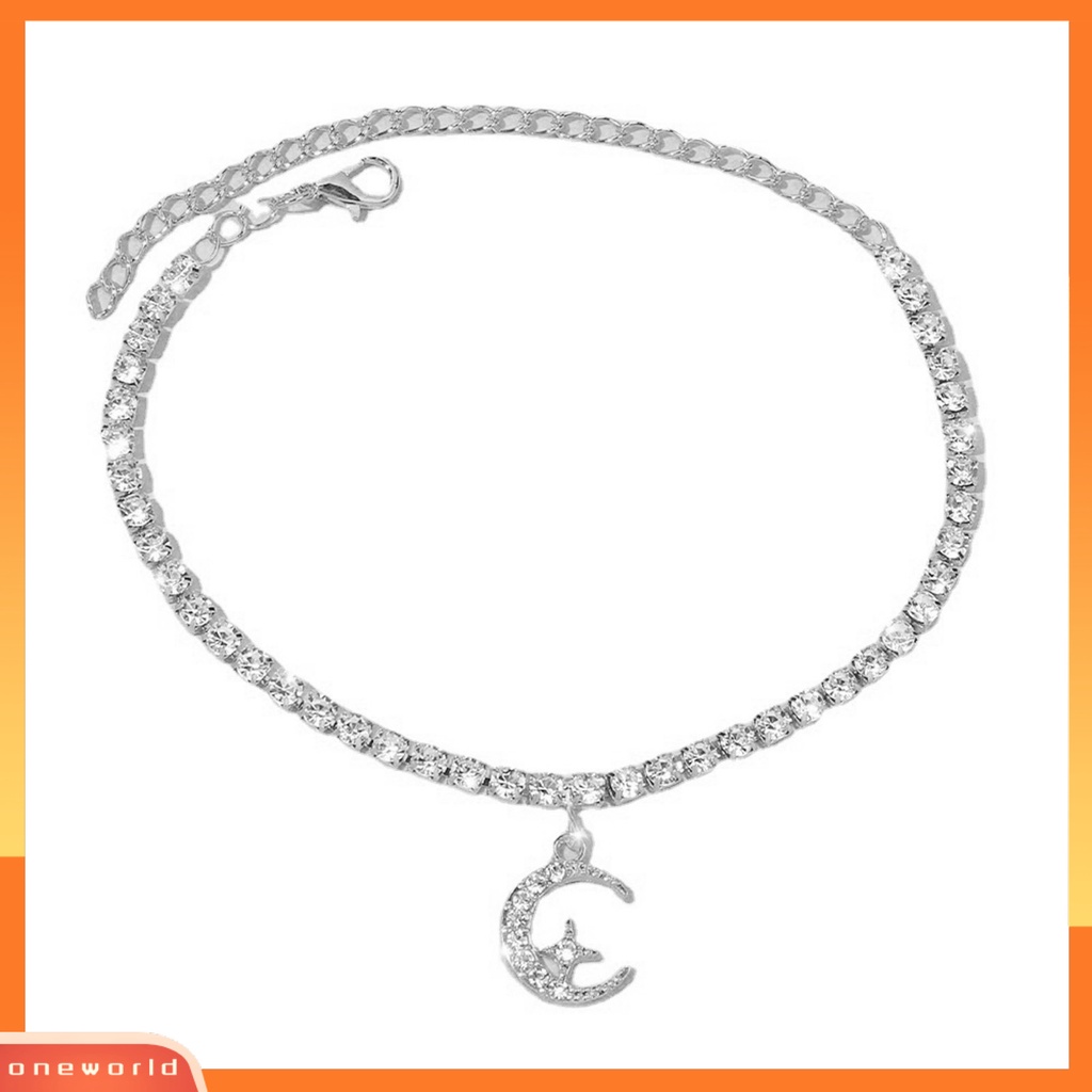 [WONE] Dipanjangkan Rantai Adjustable Wanita Gelang Kaki Bersinar Berlian Imitasi Bintang Bulan Gelang Kaki Perhiasan Pantai