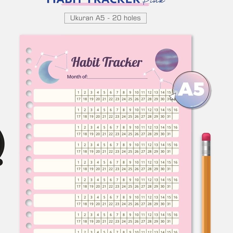 

Terkini Bukuqu Loose leaf A5 - NL247 Habit Tracker Pink - Bookpaper - Isi Binder - File - Stationery;