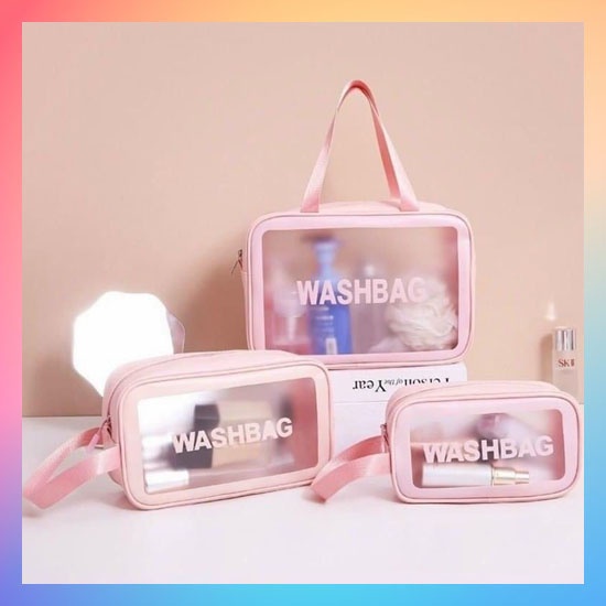 Tas Kosmetik Transparant WASHBAG Pouch Travel Make Up Bag Organizer Dompet Kosmetik Toiletry Waterproof Pouch Kosmetik Transparant Travel