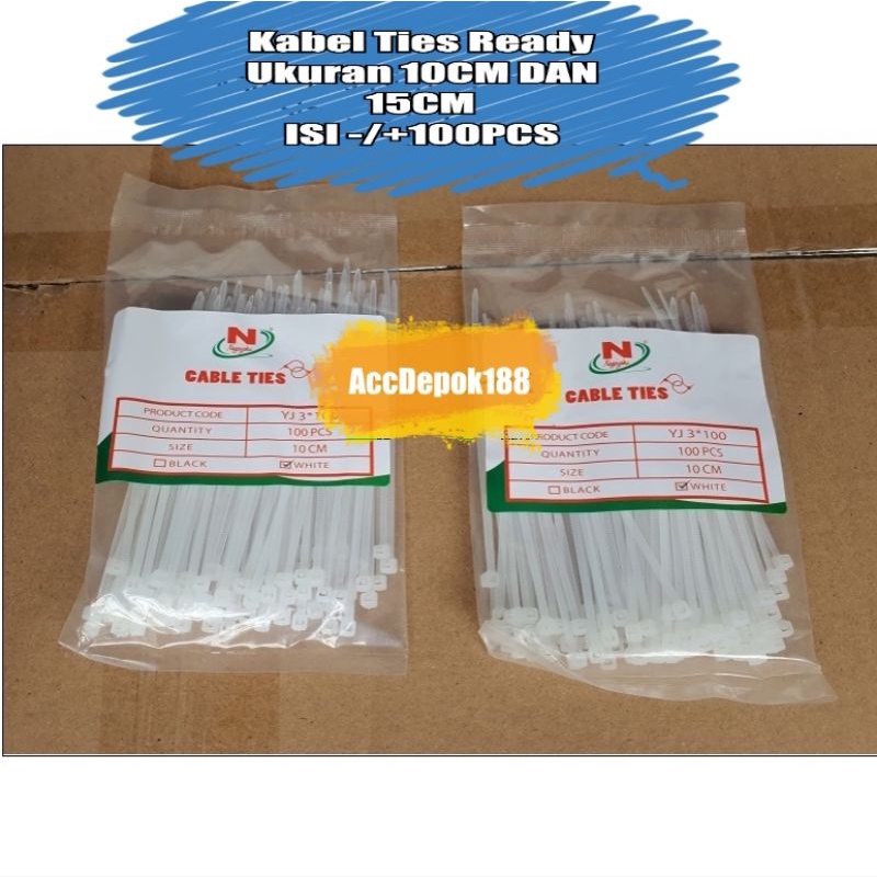 TALI TIES / KABEL TIS / TALI PENGIKAT KEMASAAN TAKE WAY / TALI TIES 10CM / 15CM MEREK NAGOYAKU ISI 100 PCS