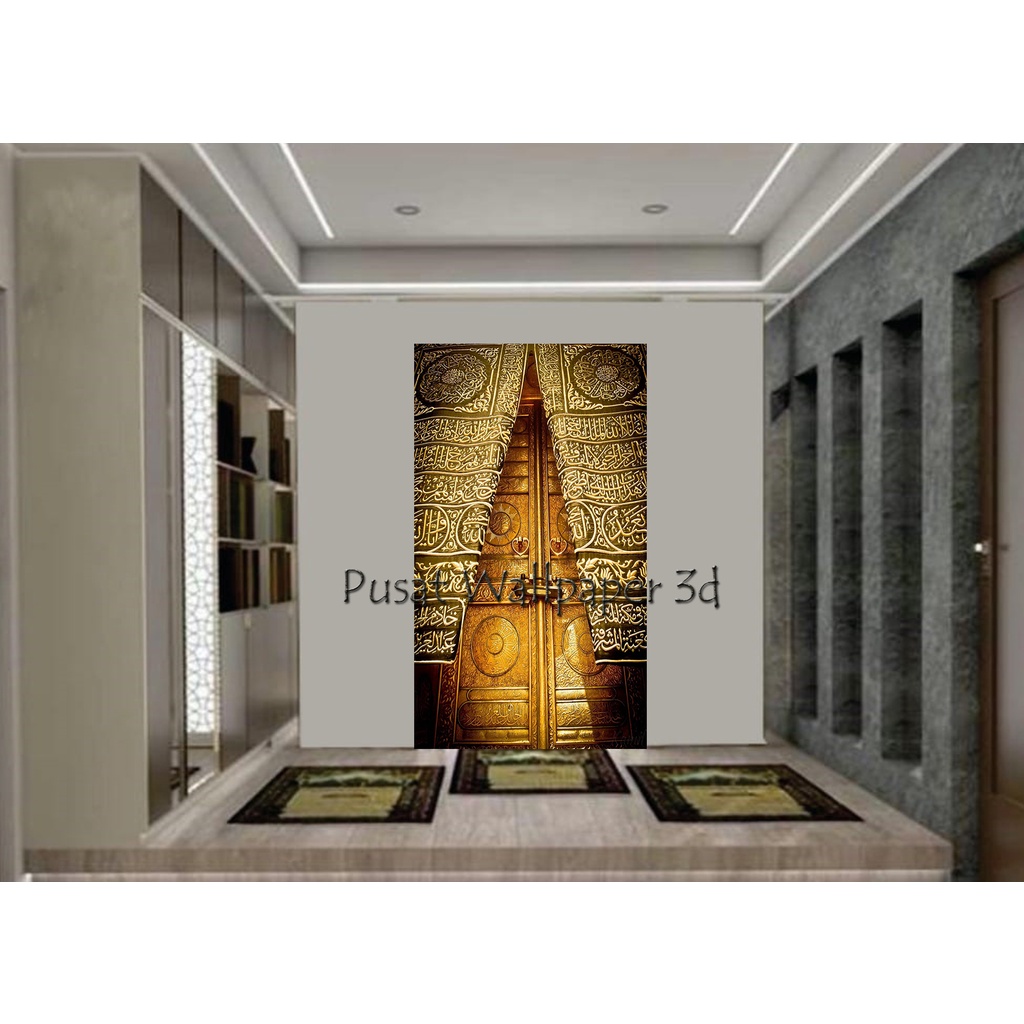 Wallpaper Mushola Rumah Kantor Gambar Pintu kabah Kiswah Mekah 3d Islami