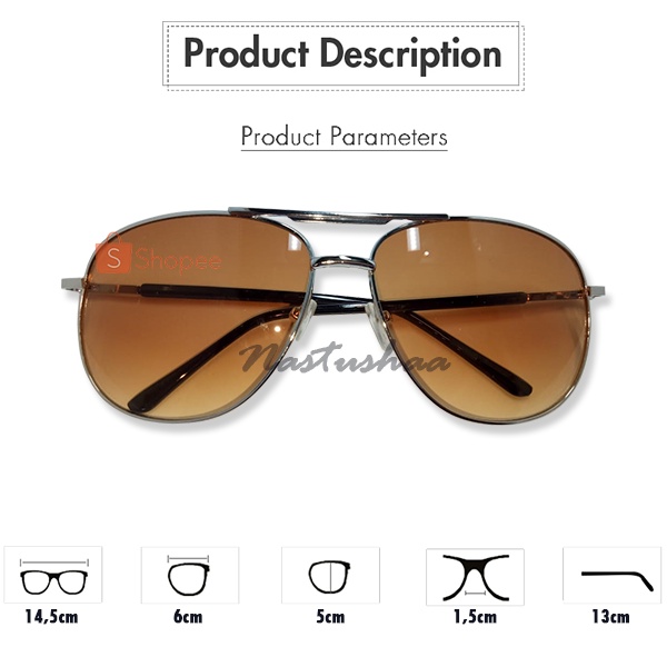 Kacamata Fashion Aviator Anti UV Protection Bingkai Besi Kacamata Gaya Sunglasses Retro Klasik Unisex