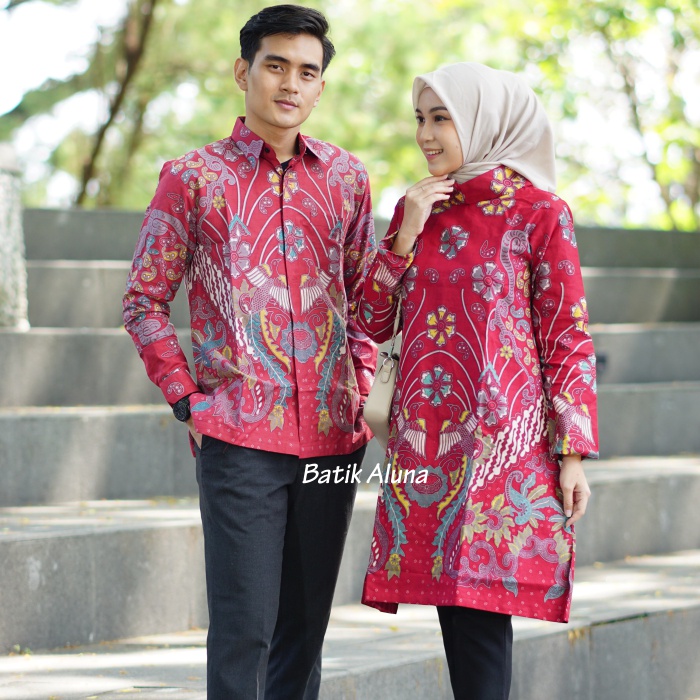 Baju Batik Couple Pasangan 2023 Terbaru Premium Batik Tunik Bahan Katun Prima BY FASHION BATIK ALUNA