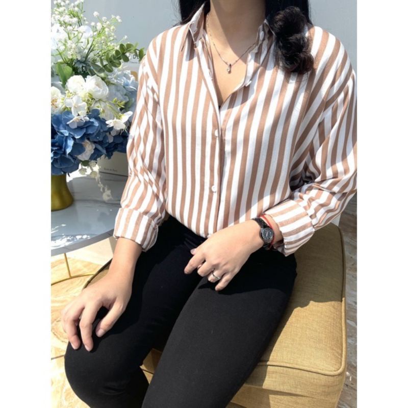 KEMEJA SALUR WANITA // KEMEJA KERJA WANITA ! KATUN RAYON LENGAN PANJANG