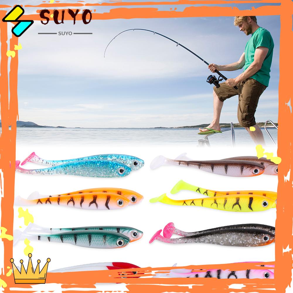 Suyo 5pcs Lure Umpan Ikan Kecil Tenggelam 71mm Spinning Baits Silicone T Tail Wobblers Jig Bait