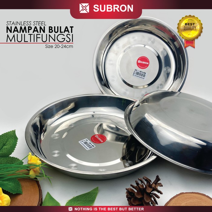 Nampan Bulat Baki Stainless Multifungsi 20cm 22cm 24cm 26cm - SUBRON