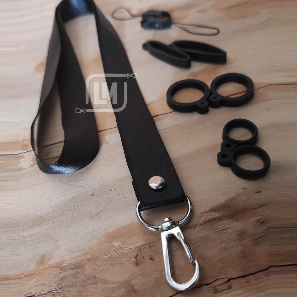 

(B-J8J-➸) Lanyard Pods & HP Polos Hitam berkualitas