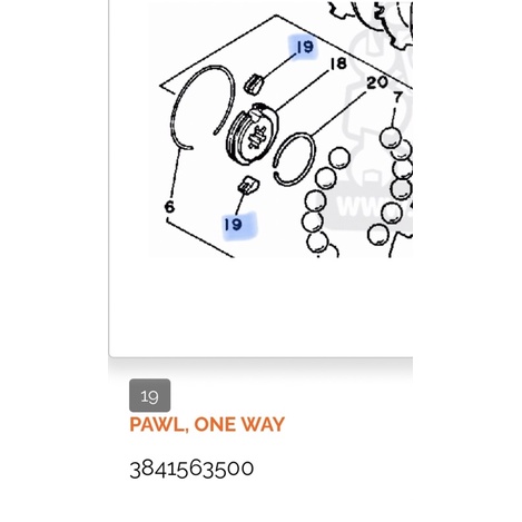 pawl kuku one way kopling yamaha pw80 bw80 lb80 u5 u7 v50 v70 v75 v80 384 nos original japan