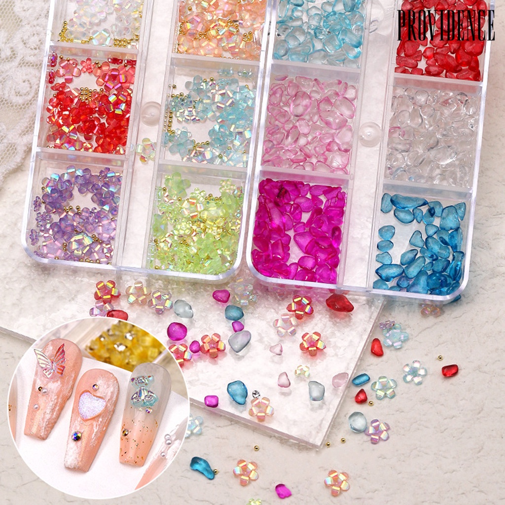 Providence 1kotak Dekorasi Kuku Bentuk Kreatif Berkilau Mempesona Efek Visual Tidak Luntur Warna Vibrant 6kisi Payet Berlian Imitasi Nail Art Decor Manicure Jewelry Perlengkapan Kuku