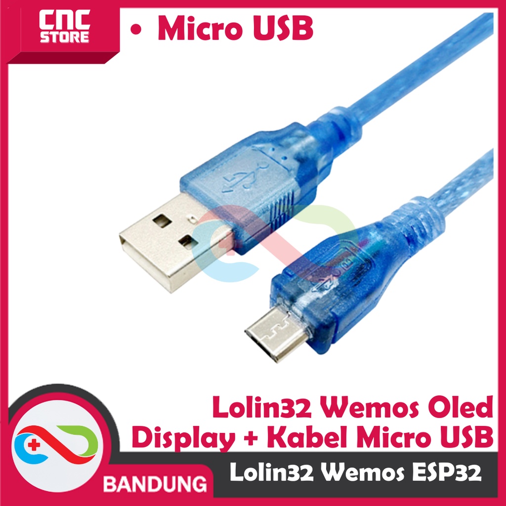 LOLIN32 WEMOS ESP32 WITH OLED DISPLAY IOT BLUETOOTH 4MB ESP32 WIFI PLUS KABEL MICRO USB