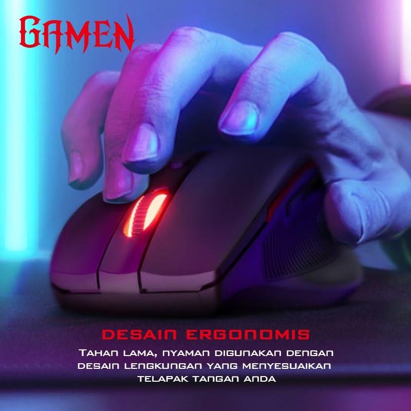 C_    GAMEN GM200W Mouse Gaming Wireless 2400 DPI Black / Mouse USB / Mouse Gaming Tanpa Kabel Presisi Tinggi Garansi Original Resmi