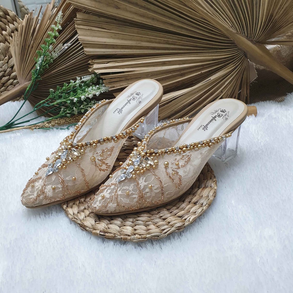 sepatu Rafaizoutfit sepatu wedding Alena  nude tinggi 7cm kaca