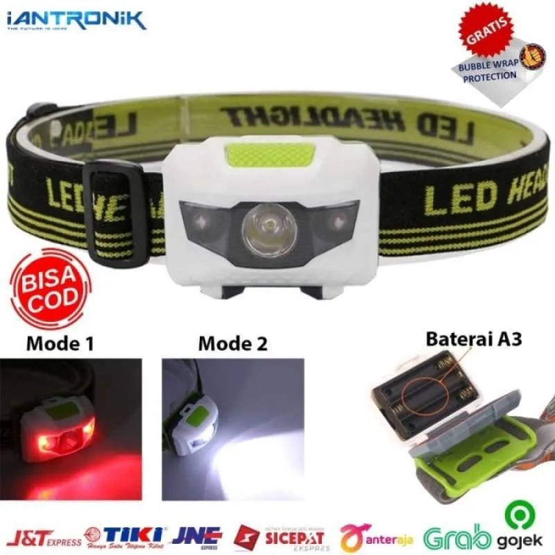 BAYAR DITEMPAT Senter Kepala LED Headlamp Mitsuyama MS-334 1LED Super