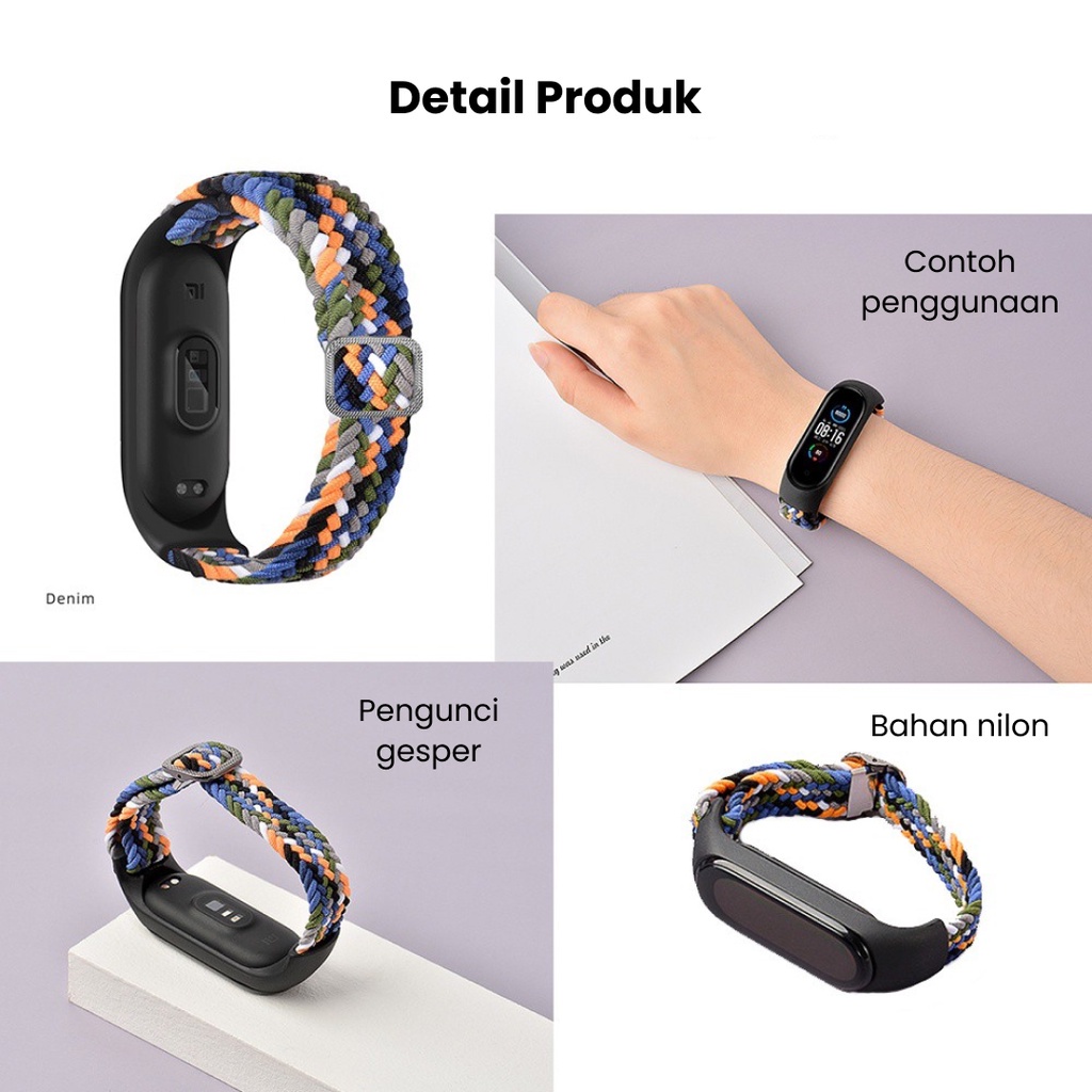 Elastic Strap Xiaomi Band Mi Band 3 4 5 6 7 Adjustable Nylon Strap M6 M7 Smartwatch Replacement Band