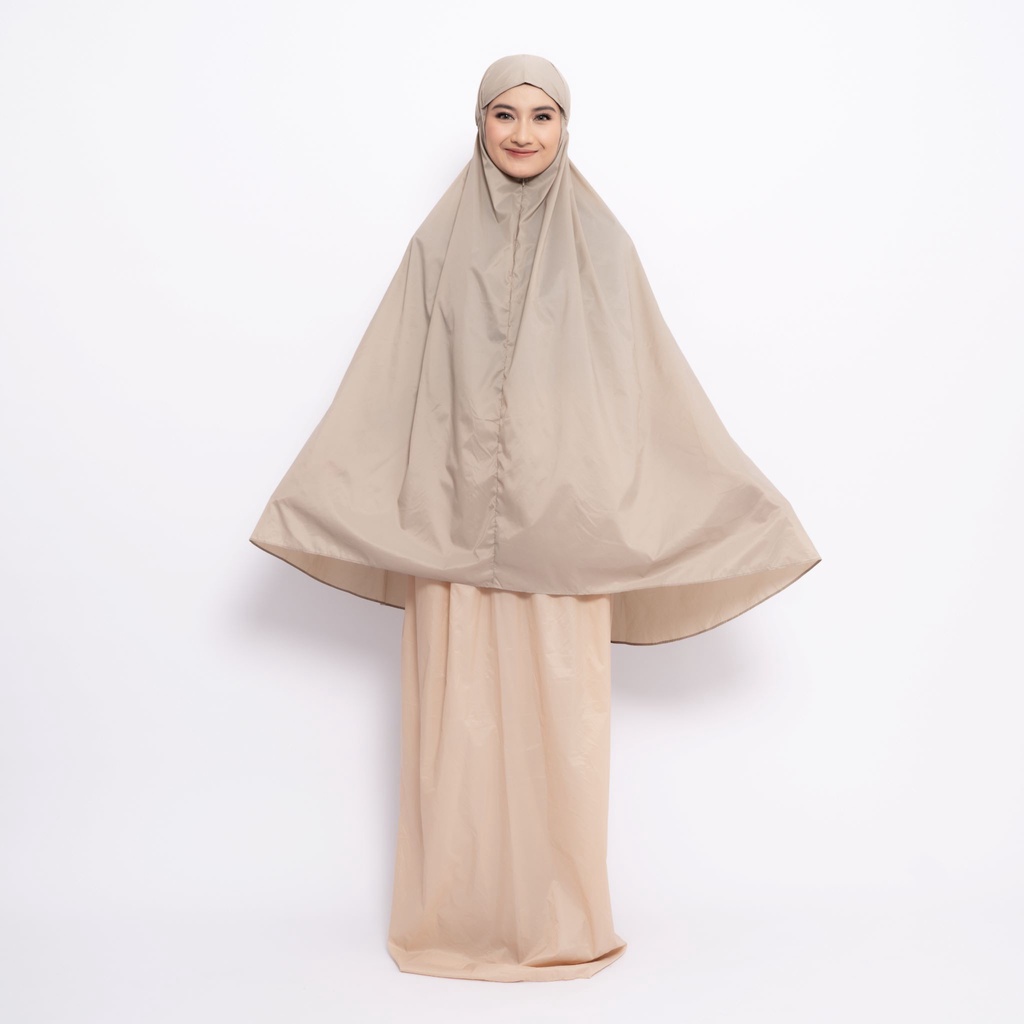 ALIF MUKENA MINI TWO TONE PARASUT PREMIUM KOREA TRAVEL - MILKY ( MKN-331 )