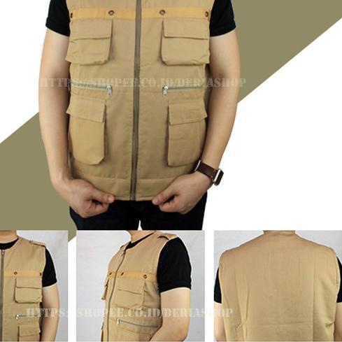 BISA COD ✔️Jaket Rompi Bahan Drill Pria Kerah Oblong Baju Vest Tactical Cowok  Lapangan Outdoor Cowo