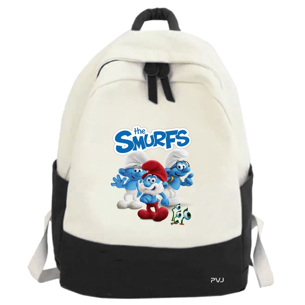 PVJ - Tas Anak Sekolah Motif Karakter Kartun The Smurfs Unisex