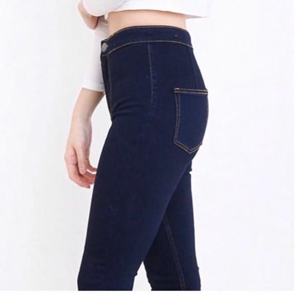 Recomended HW POLOS DONGKER / NAVY JSK 1904 celana highwaist high rise biru dongker polos bigsize st