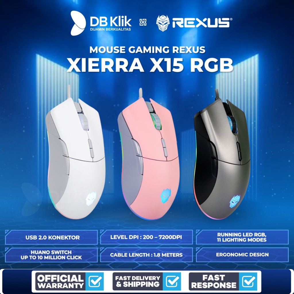 Mouse Gaming Rexus Xierra X15 RGB Wired 7200DPI - Rexus Xierra X-15