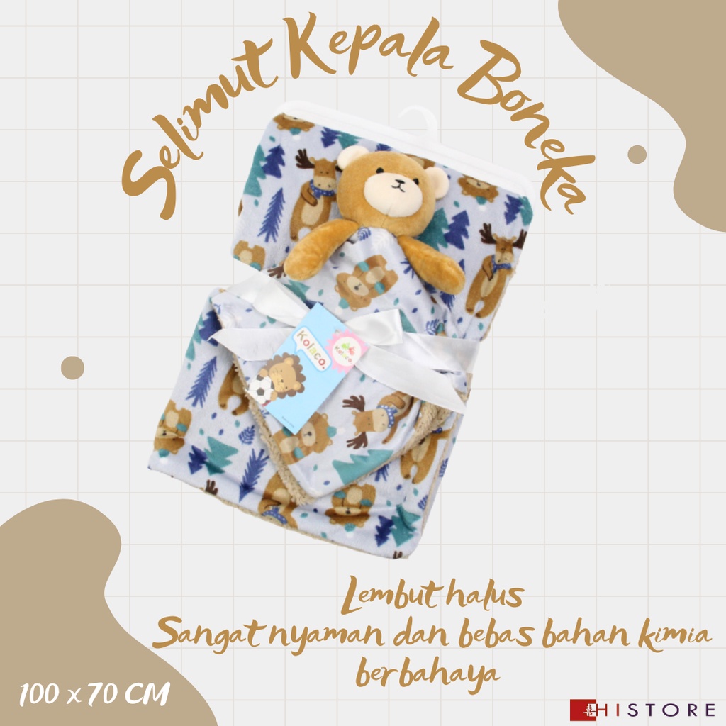 [HI] Kolaco Selimut Kepala Boneka Bayi Ukuran 100 x 70 cm Bahan Premium