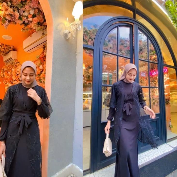 Best Rayya Dress Silk  Outer Brukat Tulle Gamis 2022 / Dress Muslim Kondangan Ada Size S M L XL Gami