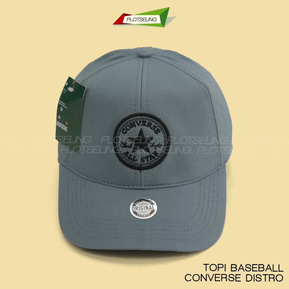 Topi Baseball Kasual CONVERSE Distro Pria Wanita Vintage Tebal Warna Abu Hitam Merah Clip Besi Bahan Katun Tebal Ukuran All Size