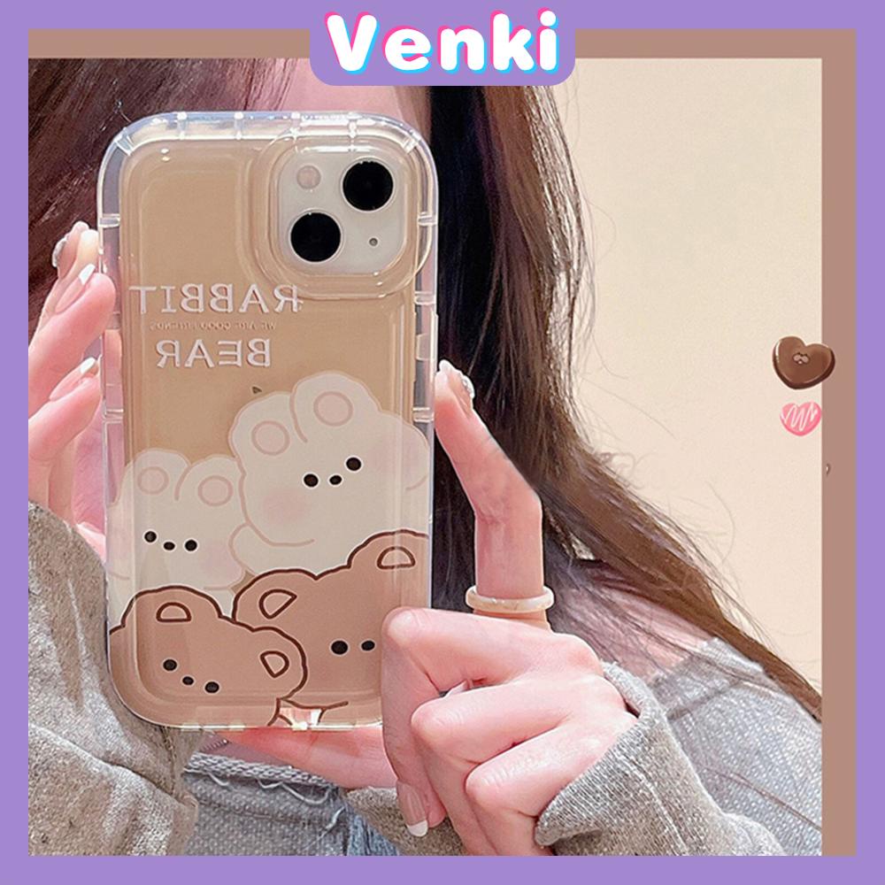 Case For iPhone 14 Pro Max TPU Soft Jelly Airbag Clear Case Cute Cartoon Rabbit and Bear Camera Protection Shockproof For iPhone 14 13 12 11 Plus Pro Max 7 Plus X XR