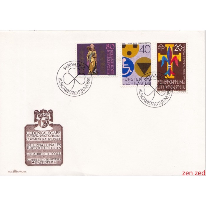 

A661 Prangko Liechtenstein FDC 1981 Anniversaries 1 Pcs