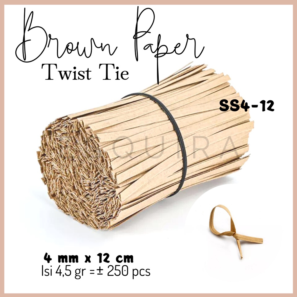 Brown Paper Twist Tie Kawat Pengikat Kemasan Souvenir 4MM 12 CM