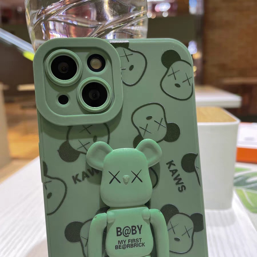 Ins Pola Beruang Kekerasan Cocok Untuk iPhone 14 14pro 14Plus 14prm iPhone 13 13pro 13prm iPhone 11 7Plus 8Plus Xr XS 12 Pro Max Empat Sudut Casing Ponsel Tahan Guncangan