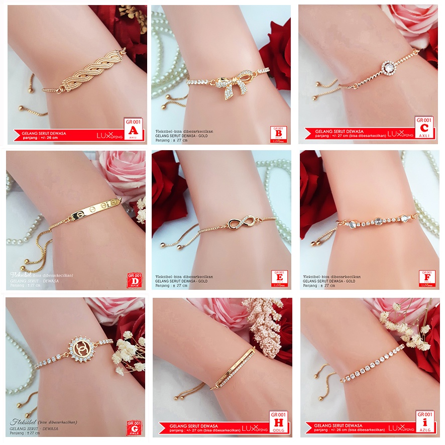 GR 001 GESER Untuk Gelang Serut Terlaris Banyak Model Terbaru Gelang Dewasa Perhiasan Imitasi Lapis Emas 18K Gelang Xuping Besar Big Size Gelang Jumbo Luxx Xuping