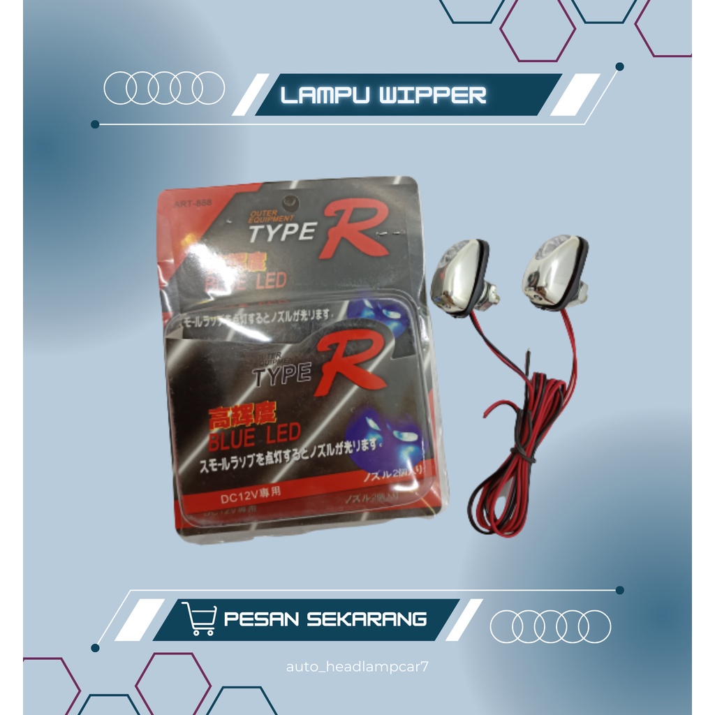 Mata Air Wiper Washer Nozzle Wiper + Lampu 2 pcs Nozzle Nozle Semprotan Air Wiper Mobil Universal