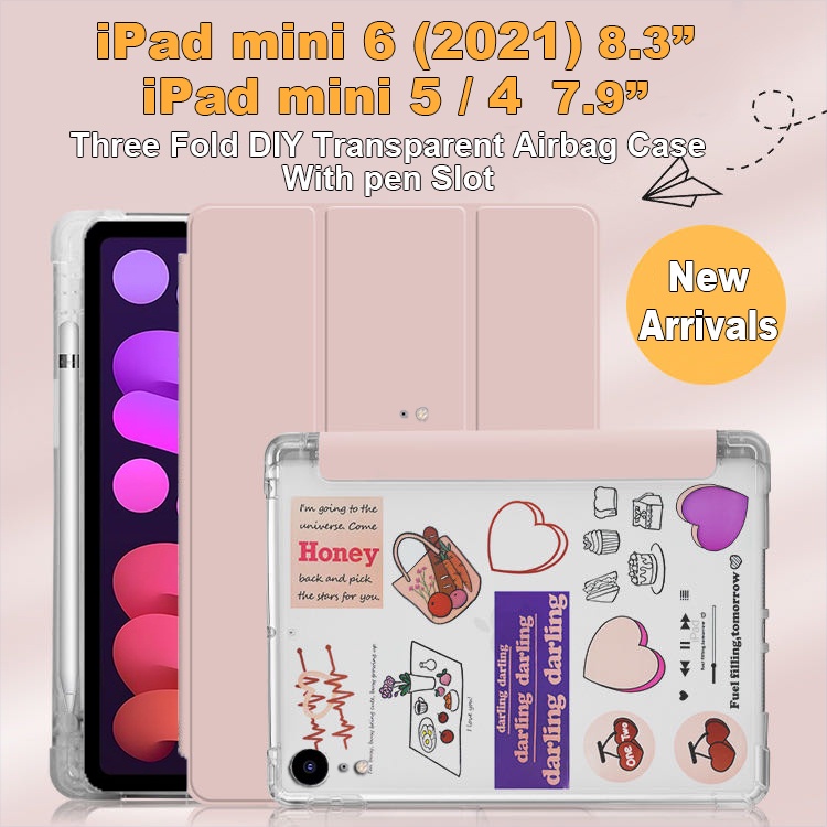 Untuk iPad Mini6 (2021) 8.3&quot; A2568 6th 5th Gen iPad Mini5 4 7.9&quot; Fashion High End Tablet Cover Pelindung Tiga Lipat Flip Stand Casing Tembus Matte Back Case