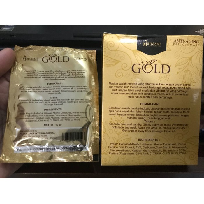 [BPOM] Hanasui Gold Mask Peel Off - Masker Gold Naturgo Bpom Sachet