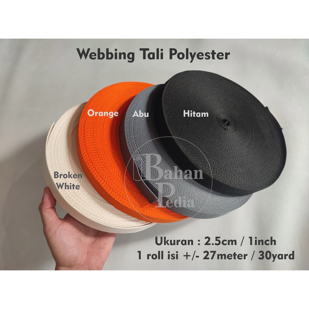 [Roll 27m] Tali Webbing Bisban Katun Polyester Tebal Strap 2.5cm 1inch