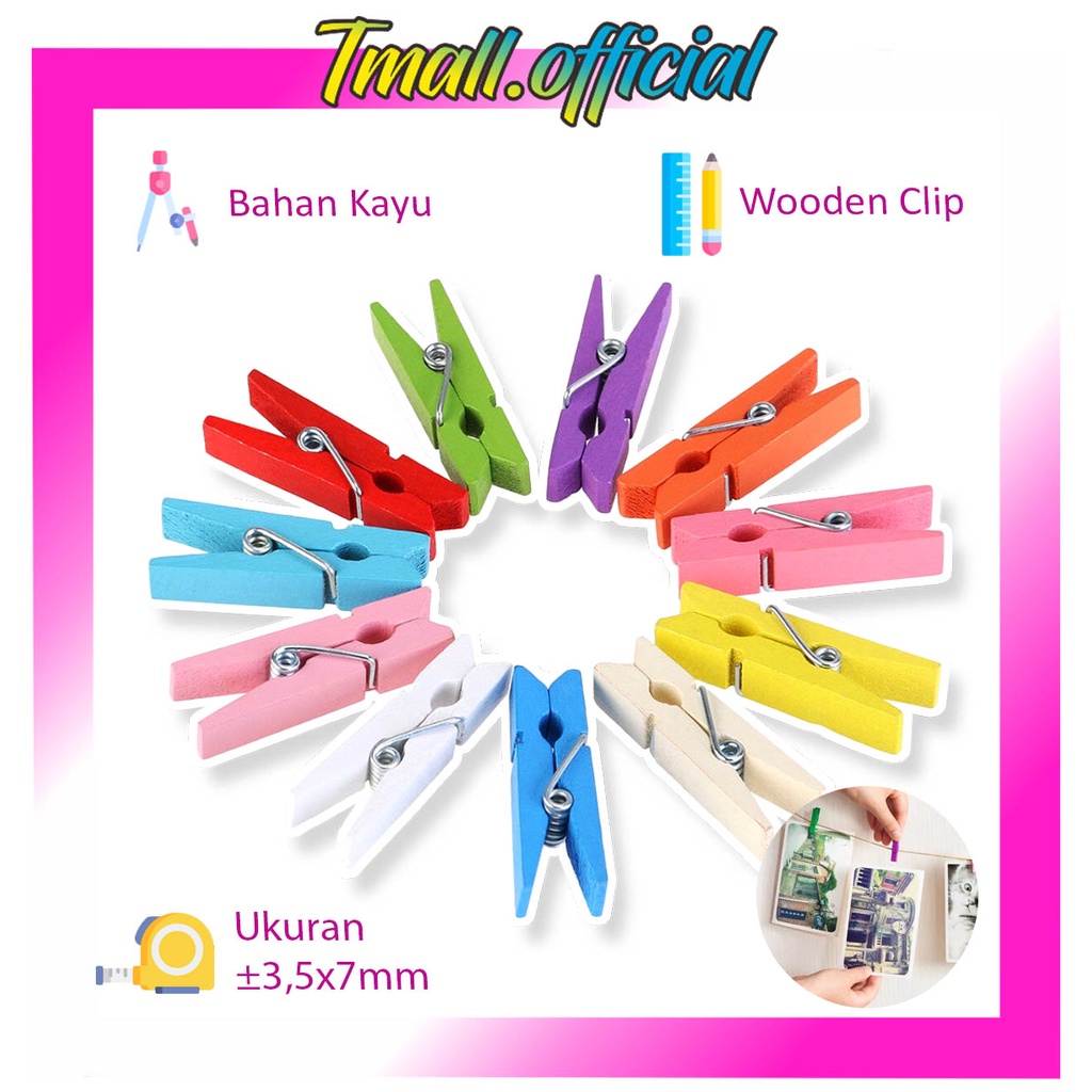 

❄ TMALL ❄ R037 Klip Mini Jepit Foto Bahan Kayu Ukuran 35mm Wooden Clip Penjepit Polaroid per 1 pcs R021 SMALL