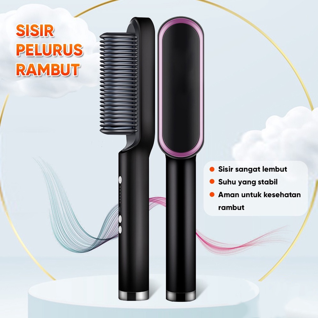 NEW PRODUK FH909 Sisir Catokan Sisir Pelurus Rambut Elektrik Catok Rambut 2 in 1